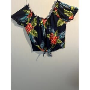 Floral Print Off-shoulder Crop Top